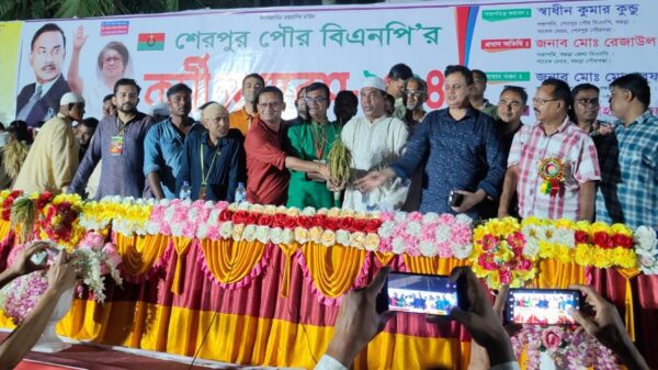 বগুড়ার শেরপুরে পৌর বিএনপির বিশাল কর্মী সমাবেশ