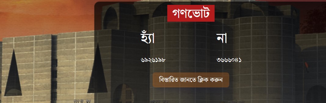 গণভোটে বিপুল হ্যাঁ, জুলাই সনদের পক্ষে জনমতের রায়