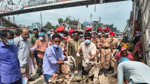 শেরপুরে ডেঙ্গু প্রতিরোধে সড়ক ও হাট-বাজারে পরিচ্ছন্নতা অভিযান