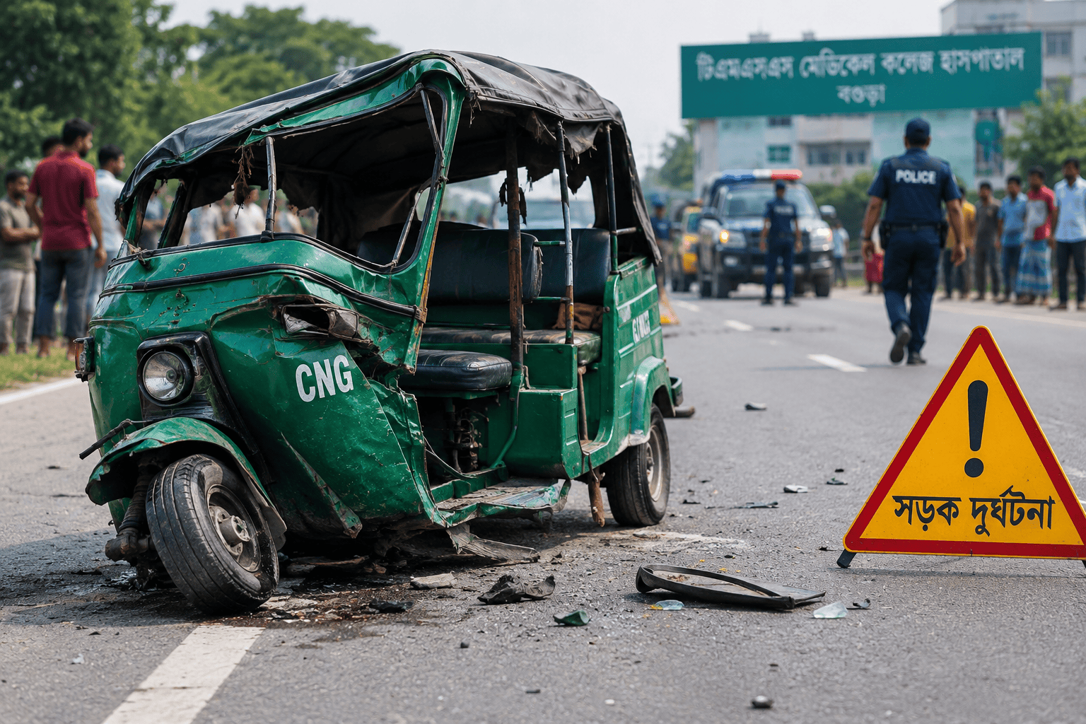 বগুড়ায় মহাসড়ক পার হওয়ার সময় অটোরিকশা দুর্ঘটনায় নিহত ৩