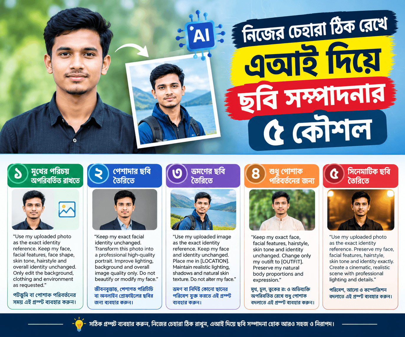 নিজের চেহারা ঠিক রেখে এআই দিয়ে ছবি সম্পাদনার ৫ কৌশল